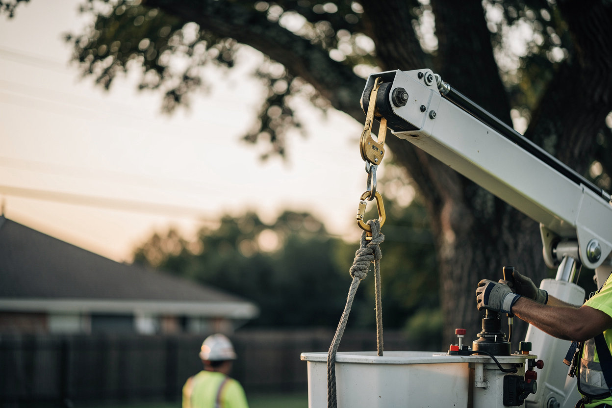 Fortis Tree Services bucket truck and professional crew performing tree removal in Fort Worth, TX